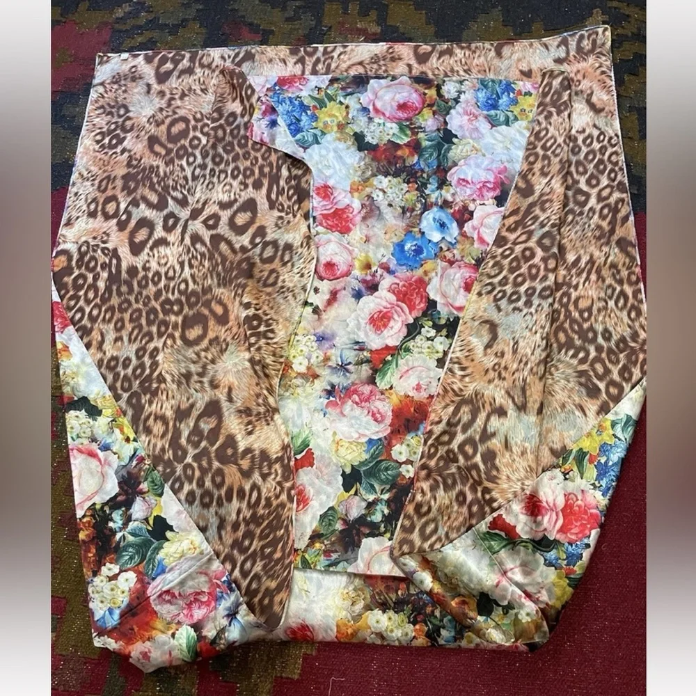 Shawl Scarf  100 Percent Silk Floral Animal Print Large Vintage 100x30”